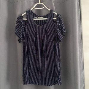 Womens dark blue and white striped top